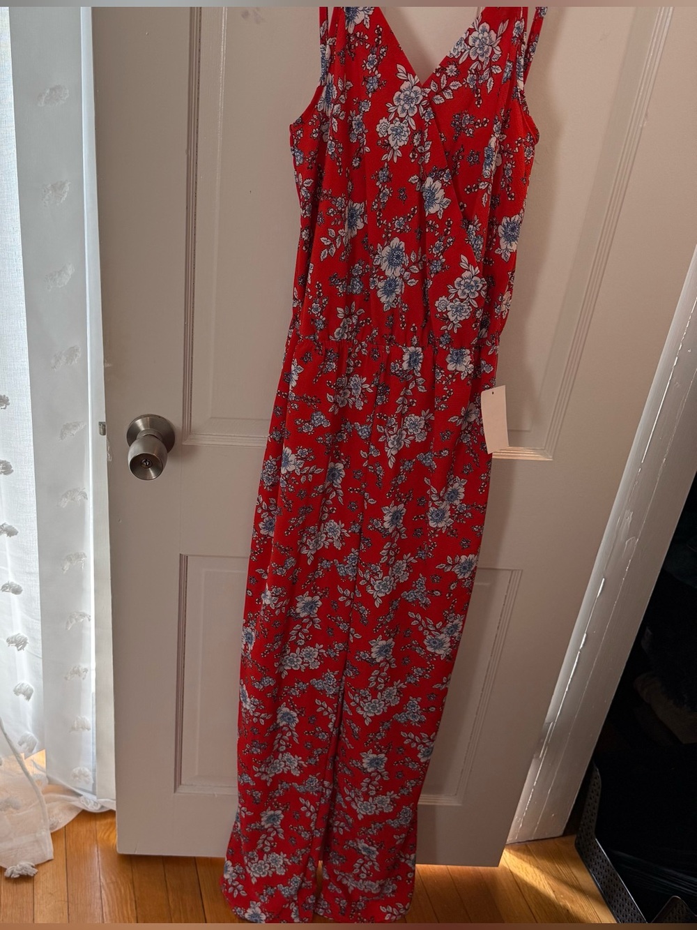 Red Floral V-Neck Jumpsuit